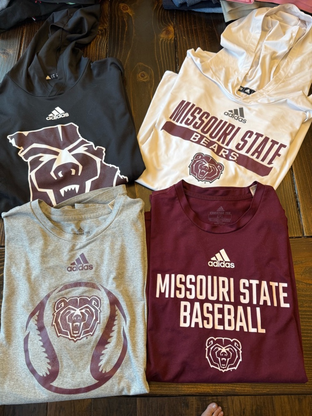 adidas lot of Missouri State Bears Maroon & Gray Athletic Tops Pack